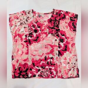 Dana Buchman Pink Floral Blouse Top Size XL